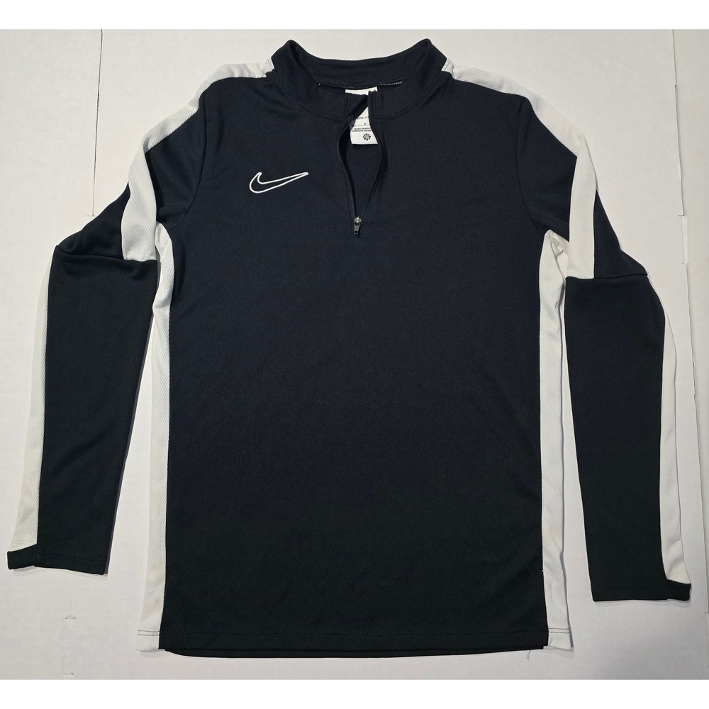 Nike Kids Dri-FIT Academy Soccer Drill Top Quarter Zip Black White Size Medium
